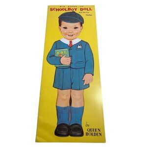 Big Stand Up School Boy Paper Doll by Queen Holden 15” Vtg 1980s